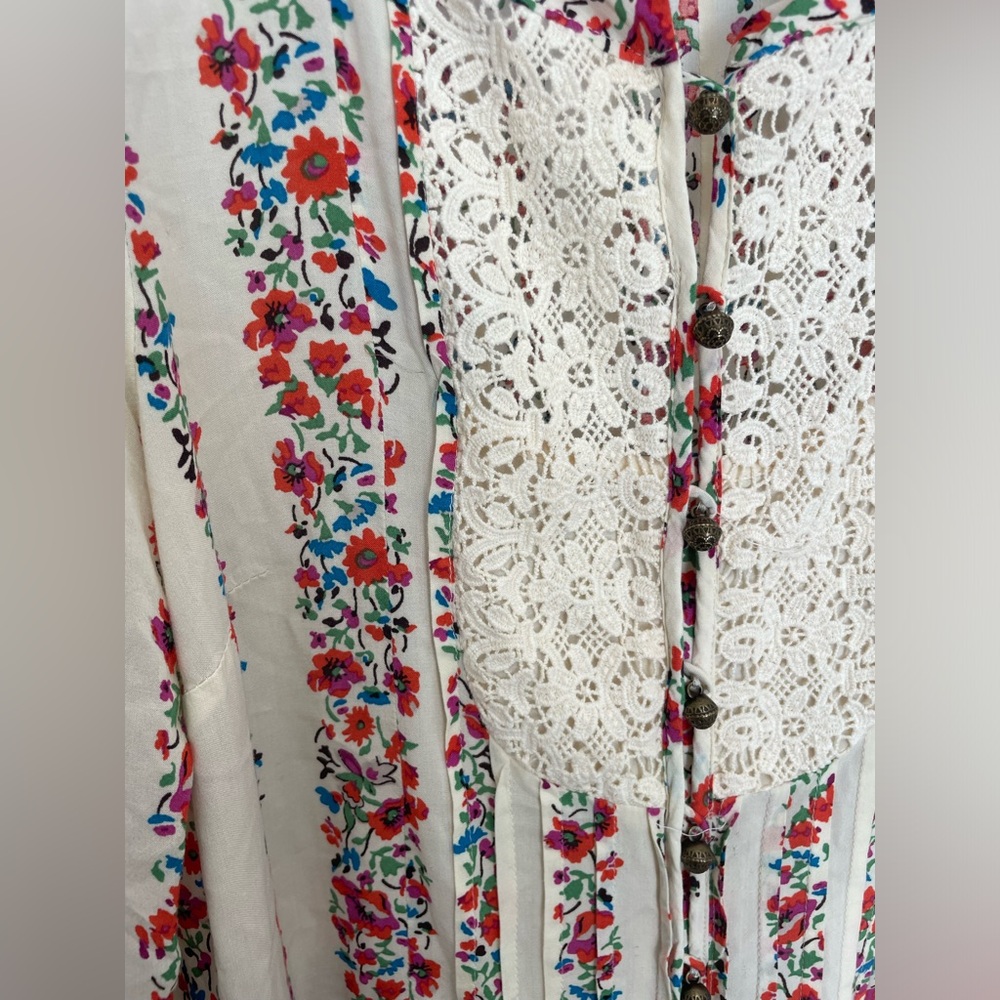 Anthropologie Maeve Womens Top Size 0 Button Hiver Boho Cottagecore Blouse Lace - Picture 6 of 14